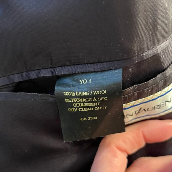 Vintage Yves Saint Laurent Double-Breasted Navy Wool Blazer Size 48 Mens Classic - Picture 9 of 14